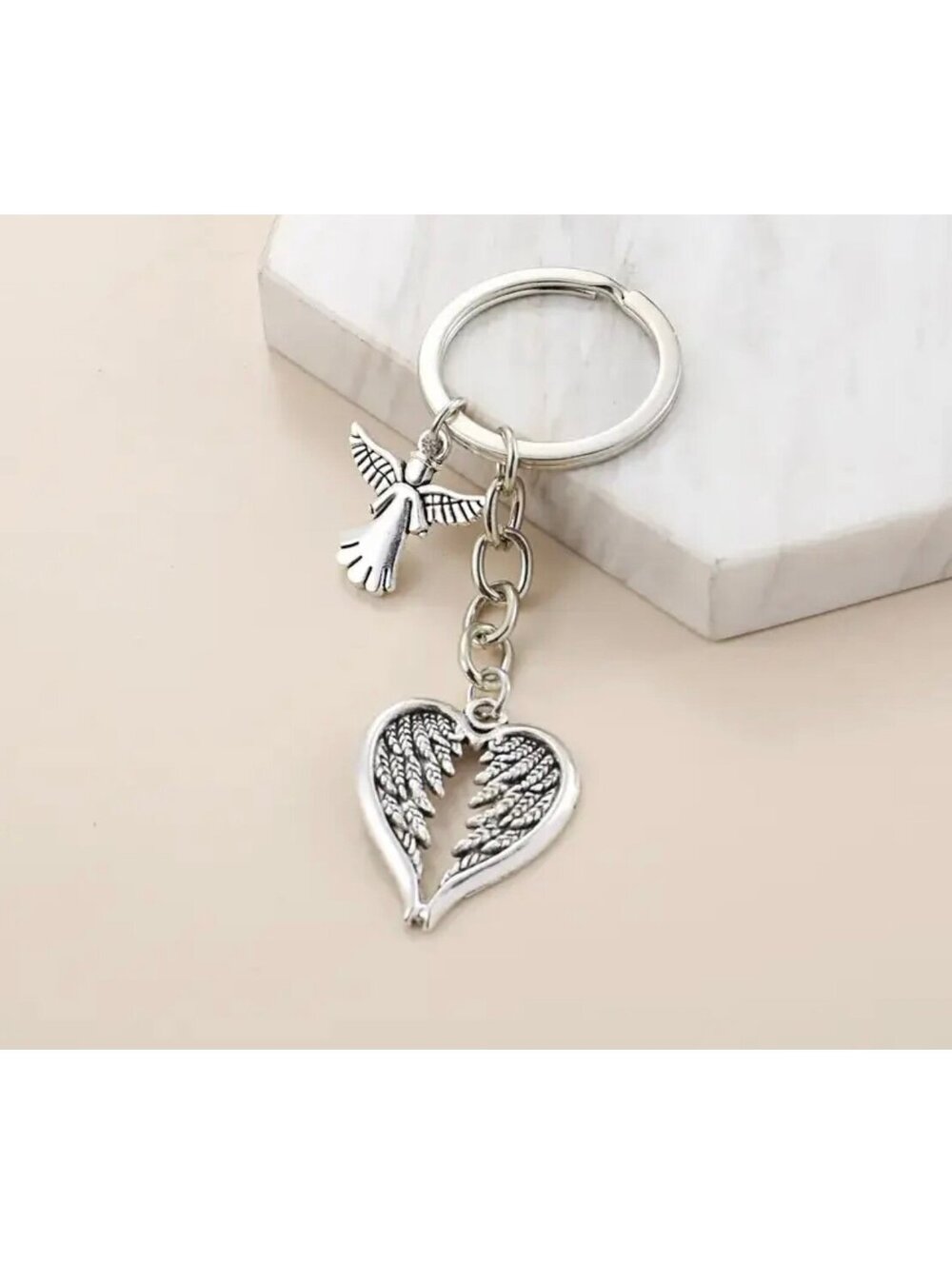 New - Dazzling Guardian Angel Wings Keychain / Backpack Charm